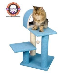 Armarkat 29in. Sky Blue Real Wood Cat Tree w/ Scratcher & Tunnel
